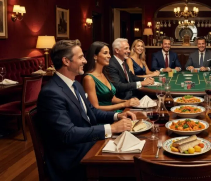 Elegant restaurant with a poker table ready for the evening