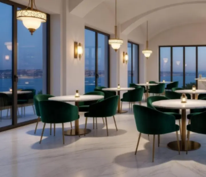 Restaurant interior with soft lighting and a sophisticated atmosphere
