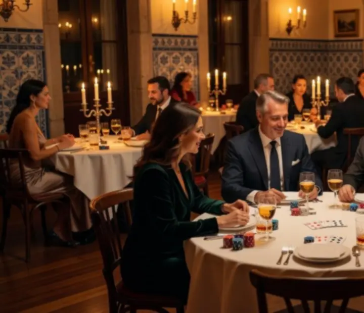 Noite de poker offline num restaurante elegante com ambiente intimista